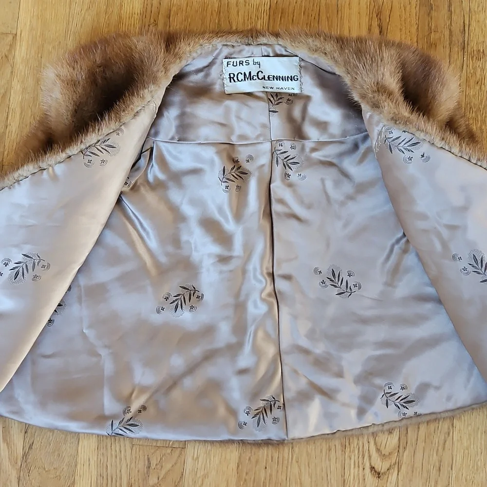 Vintage real mink shawl wrap with pockets S/M